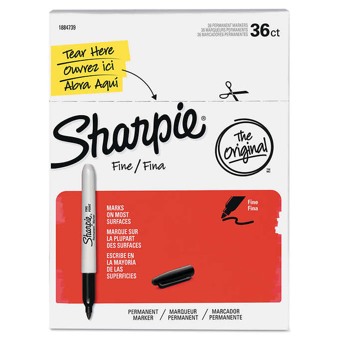 Sharpie Permanent Marker, Fine Point, 36-count